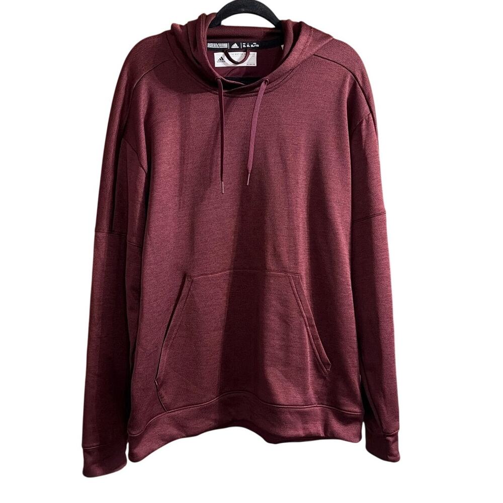 Adidas Men's Maroon Red Pullover Fleece Hoodie Size Extra Large XL